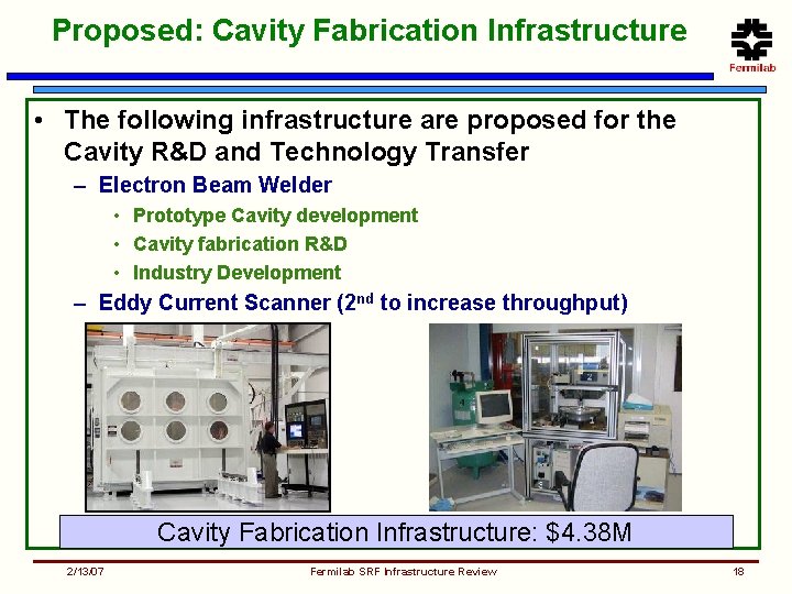 Proposed: Cavity Fabrication Infrastructure • The following infrastructure are proposed for the Cavity R&D