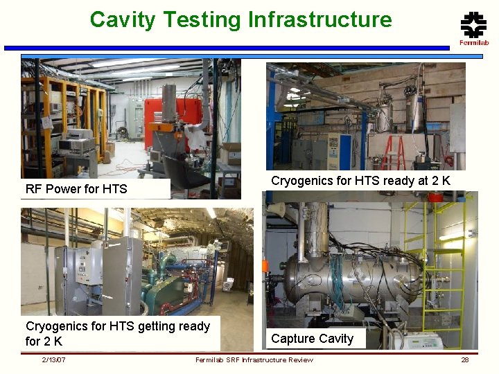 Cavity Testing Infrastructure Cryogenics for HTS ready at 2 K RF Power for HTS