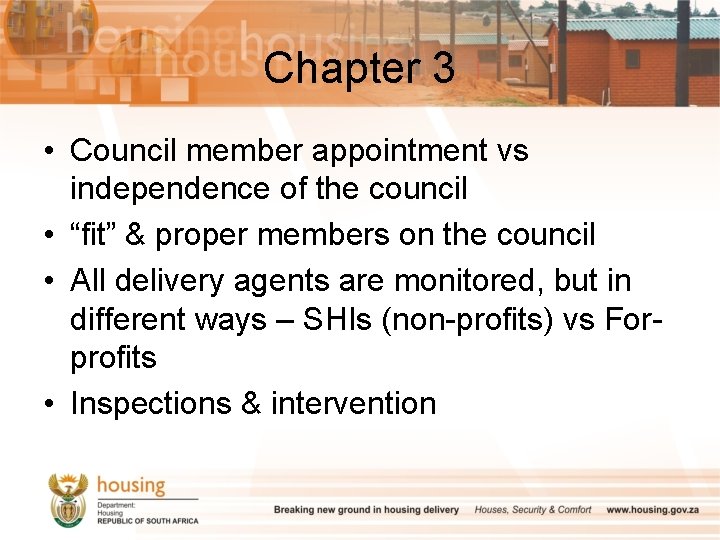 Chapter 3 • Council member appointment vs independence of the council • “fit” &