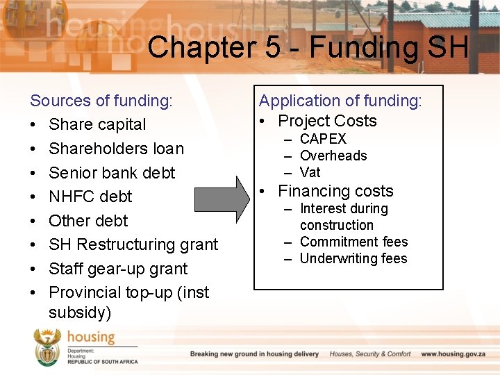 Chapter 5 - Funding SH Sources of funding: • Share capital • Shareholders loan