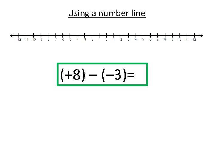 Using a number line (+8) – (– 3)= 