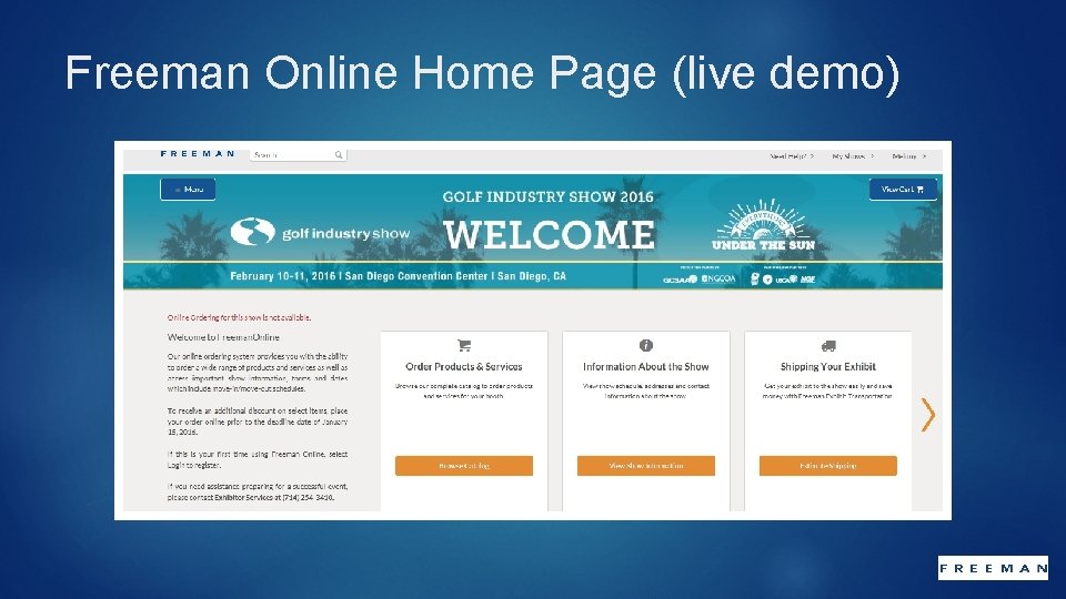 Freeman Online Home Page (live demo) 