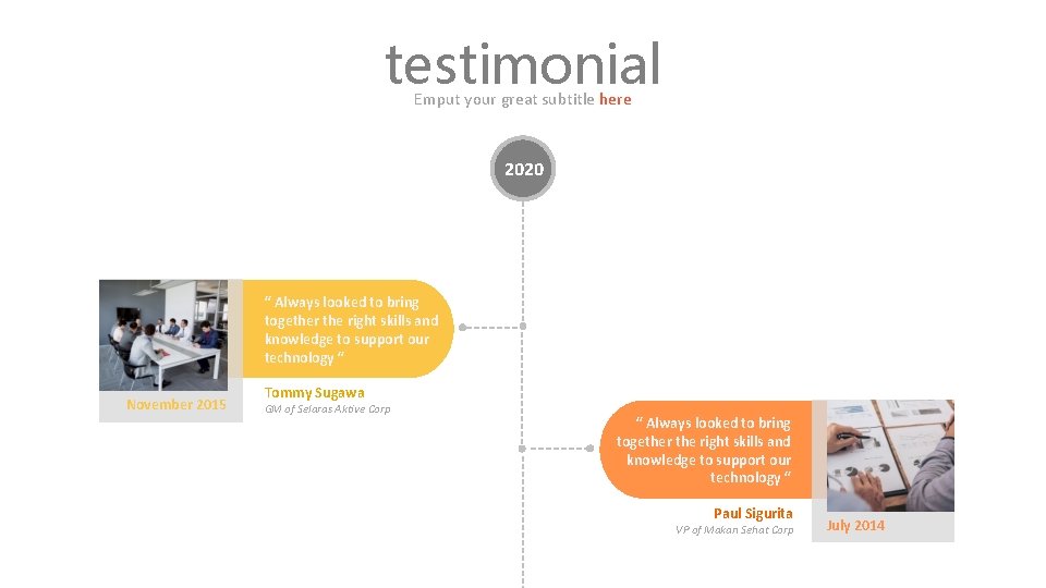 testimonial Emput your great subtitle here 2020 “ Always looked to bring together the