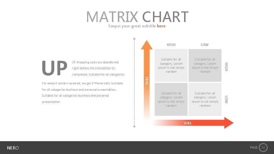 MATRIX CHART Emput your great subtitle here For every 6 emails received, we get