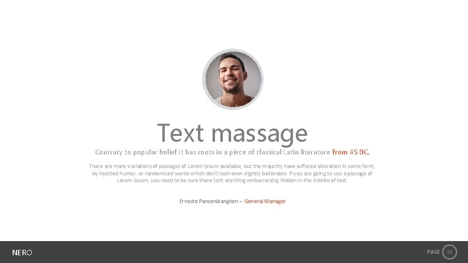 Text massage Contrary to popular belief It has roots in a piece of classical