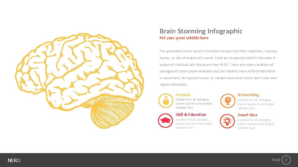 Brain Storming Infographic Put your great subtitle here The generated Lorem Ipsum is therefore