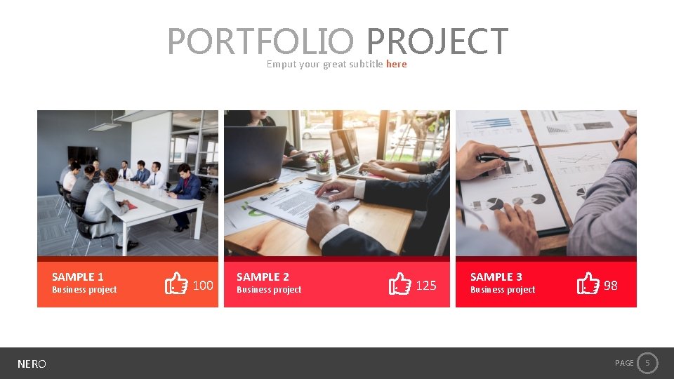 PORTFOLIO PROJECT Emput your great subtitle here SAMPLE 1 Business project NERO 100 SAMPLE