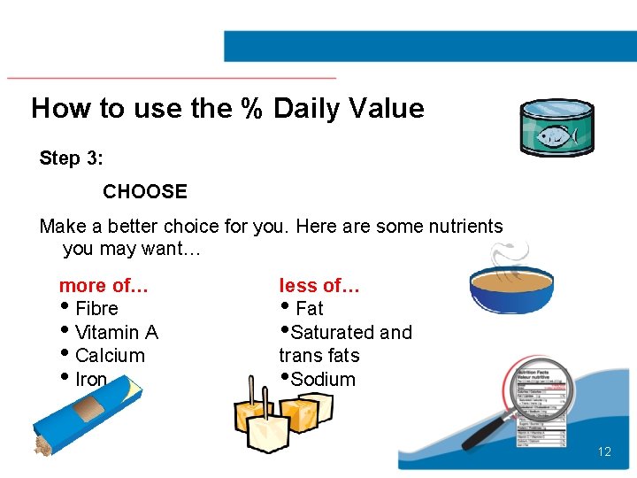 How to use the % Daily Value Step 3: CHOOSE Make a better choice