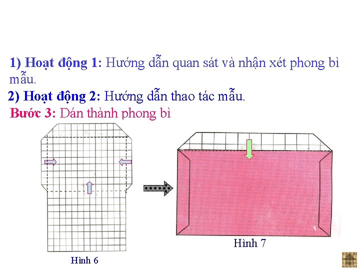 1) Hoạt động 1: Hướng dẫn quan sát và nhận xét phong bì mẫu.