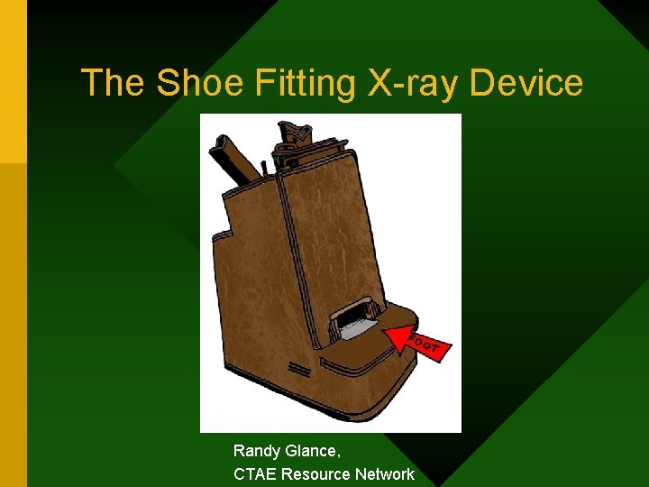 The Shoe Fitting X-ray Device Randy Glance, CTAE Resource Network 