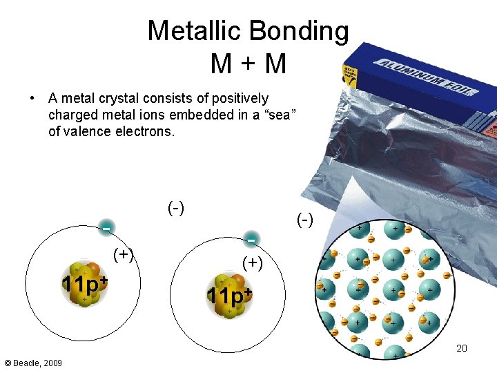 - Bonding in Metals Metallic Bonding M+M • A metal crystal consists of positively