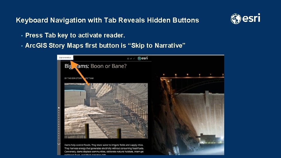 Keyboard Navigation with Tab Reveals Hidden Buttons • Press Tab key to activate reader.