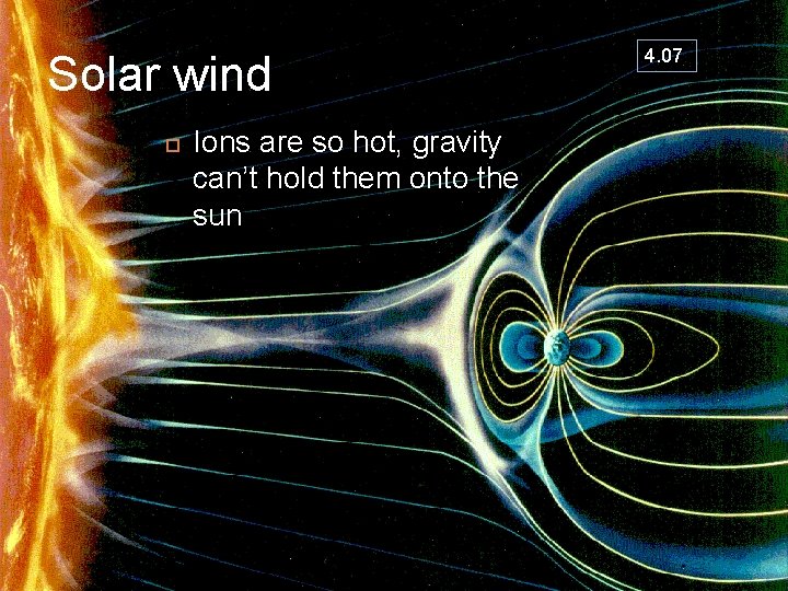 Solar wind Ions are so hot, gravity can’t hold them onto the sun 4.