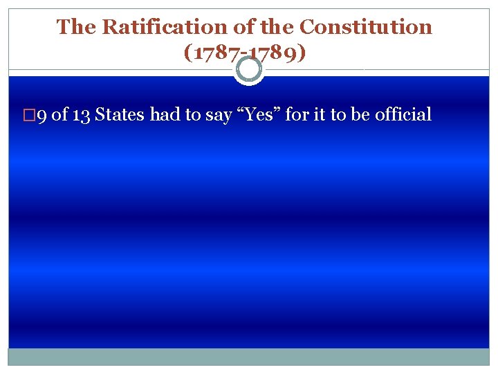 The Ratification of the Constitution (1787 -1789) � 9 of 13 States had to