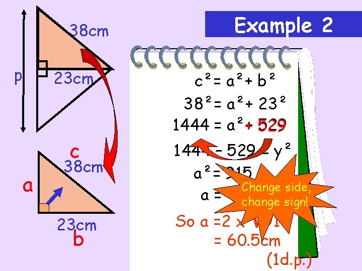 38 cm p 23 cm c a 38 cm 23 cm b Example 2
