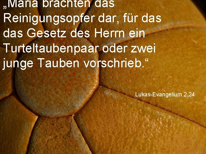 „Maria brachten das Reinigungsopfer dar, für das Gesetz des Herrn ein Turteltaubenpaar oder zwei