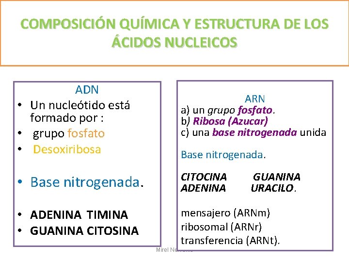 GENÉTICA LEYES DE MENDEL Biología y Geología 4º ESO COMPOSICIÓN QUÍMICA Y ESTRUCTURA DE
