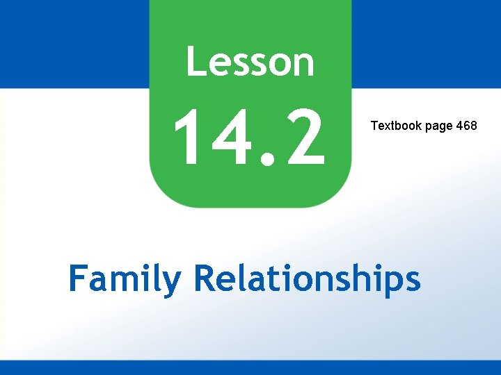 Lesson 14. 2 Textbook page 468 Family Relationships 