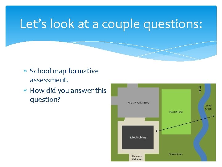 Let’s look at a couple questions: School map formative assessment. How did you answer