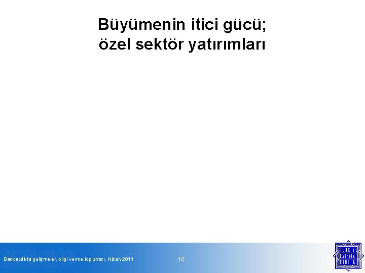 Büyümenin itici gücü; özel sektör yatırımları Bankacılıkta gelişmeler, bilgi verme toplantısı, Nisan 2011 10