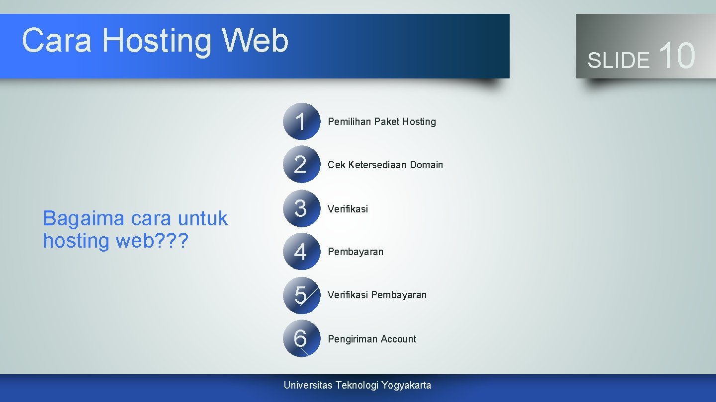 Cara Hosting Web Bagaima cara untuk hosting web? ? ? SLIDE 1 Pemilihan Paket