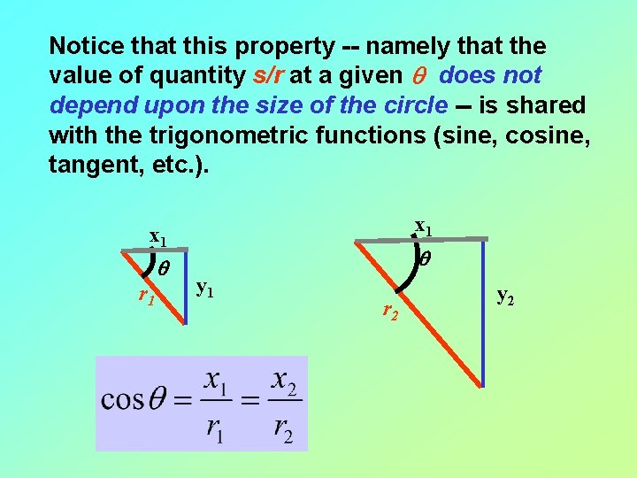 Notice that this property -- namely that the value of quantity s/r at a