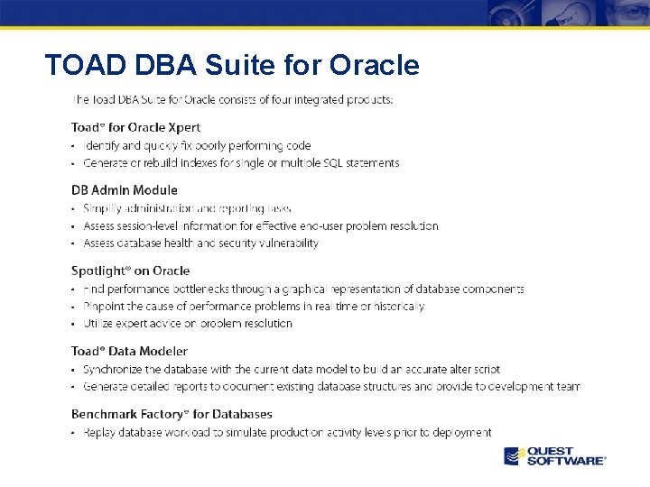 TOAD DBA Suite for Oracle 