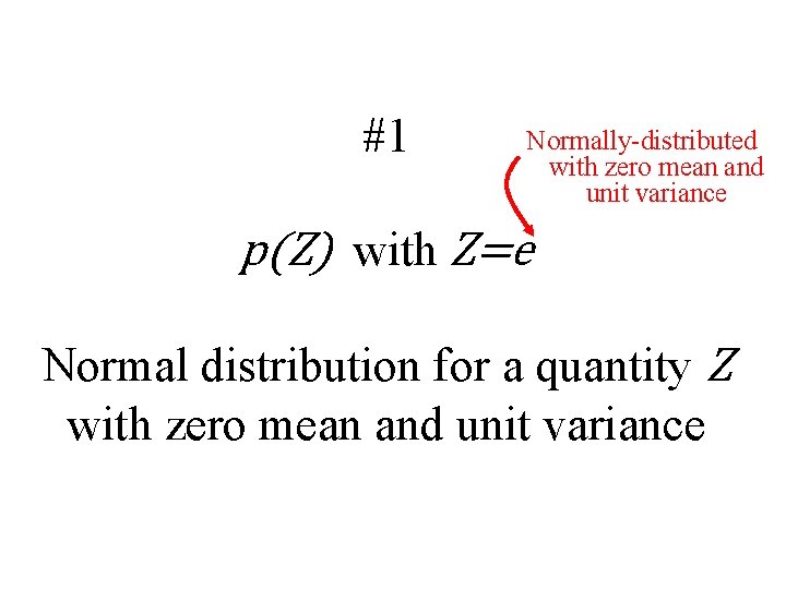 #1 Normally-distributed with zero mean and unit variance p(Z) with Z=e Normal distribution for