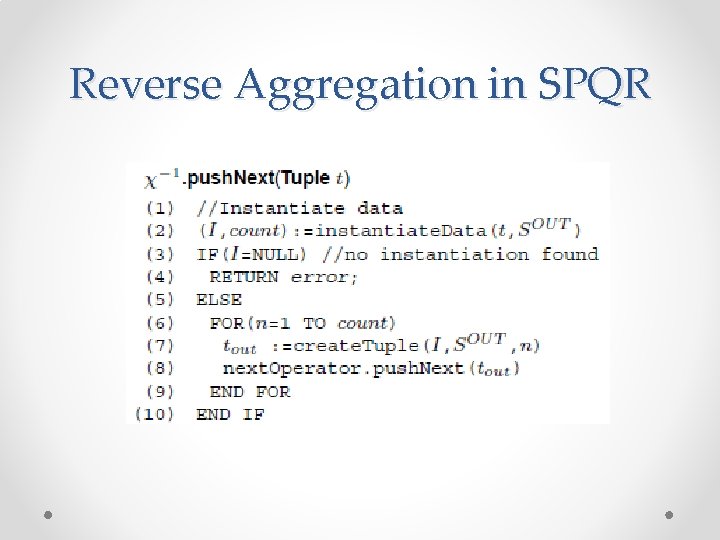 Reverse Aggregation in SPQR 