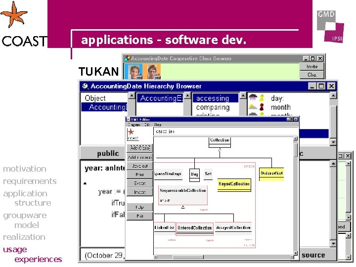 applications - software dev. TUKAN. . . and the UML-Editor motivation requirements application structure