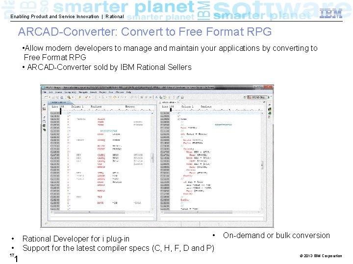 Enabling Product and Service Innovation | Rational ARCAD-Converter: Convert to Free Format RPG •