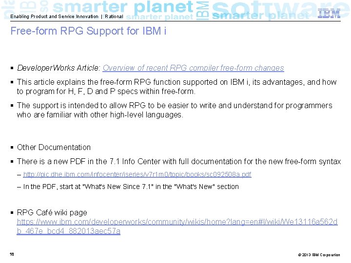 Enabling Product and Service Innovation | Rational Free-form RPG Support for IBM i §