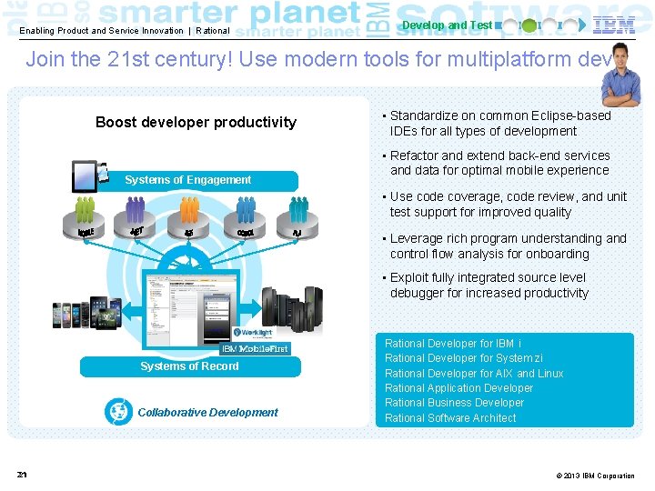 Enabling Product and Service Innovation | Rational Develop and Test Join the 21 st