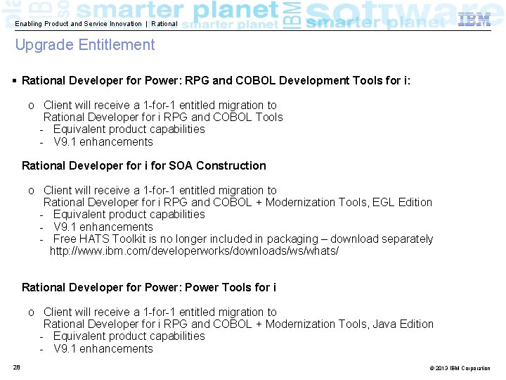 Enabling Product and Service Innovation | Rational Upgrade Entitlement § Rational Developer for Power: