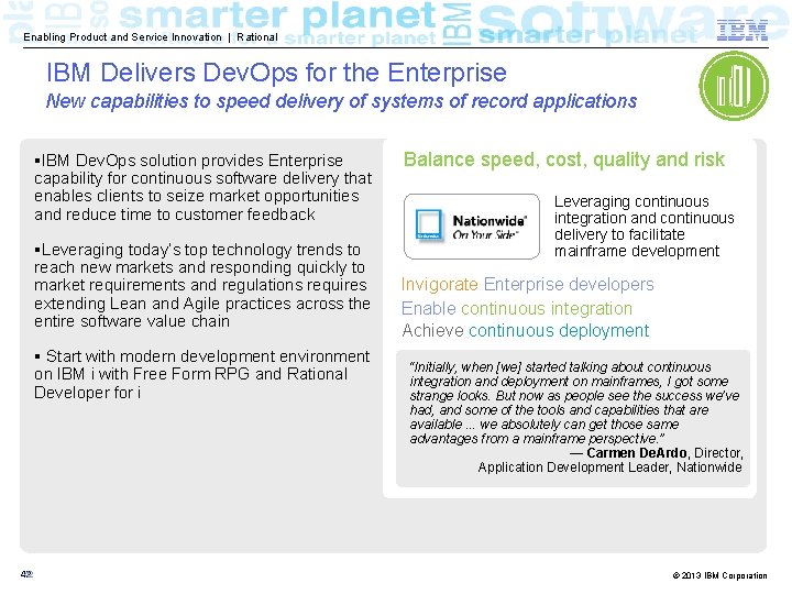 Enabling Product and Service Innovation | Rational IBM Delivers Dev. Ops for the Enterprise