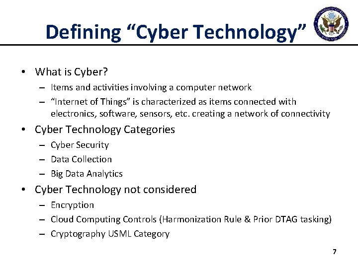 Defining “Cyber Technology” • What is Cyber? – Items and activities involving a computer