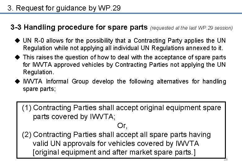 3. Request for guidance by WP. 29 3 -3 Handling procedure for spare parts