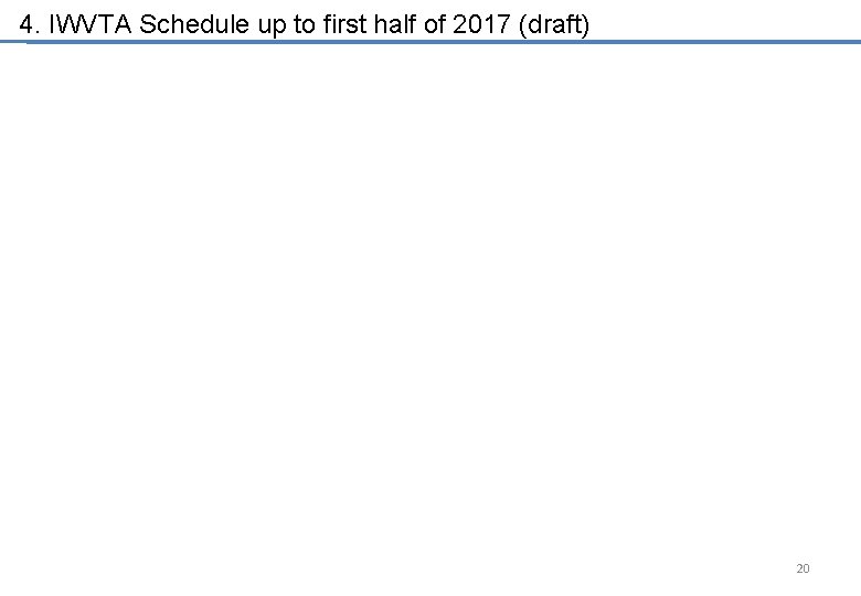 4. IWVTA Schedule up to first half of 2017 (draft) 20 