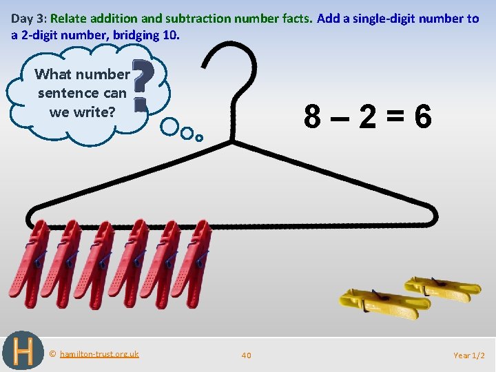 Day 3: Relate addition and subtraction number facts. Add a single-digit number to a