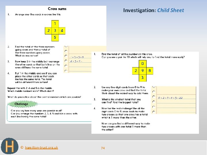 Investigation: Child Sheet © hamilton-trust. org. uk 74 