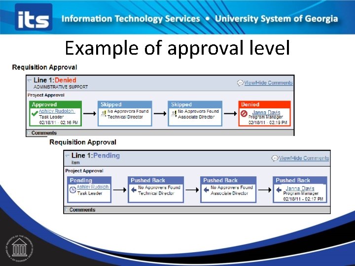 Example of approval level Example of approval level