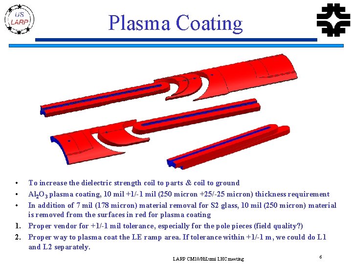 Plasma Coating • • • To increase the dielectric strength coil to parts &