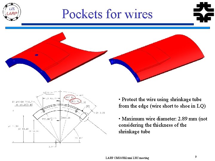 Pockets for wires • Protect the wire using shrinkage tube from the edge (wire