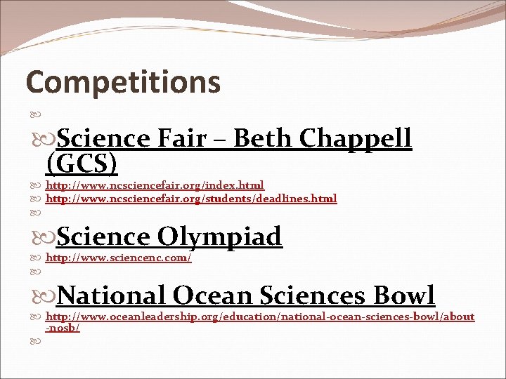 Extracurricular Science Activities Objectives Promote interest in science