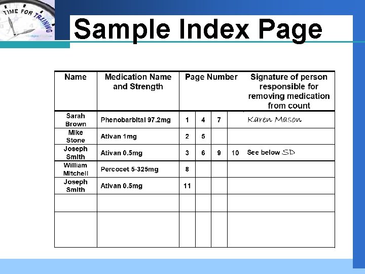 Company LOGO Sample Index Page 