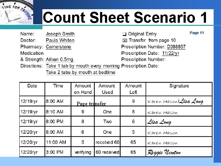 Company LOGO Count Sheet Scenario 1 Page 11 Page transfer 