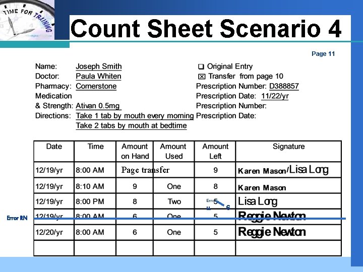 Company LOGO Count Sheet Scenario 4 Page 11 Page transfer Error LL Error RN
