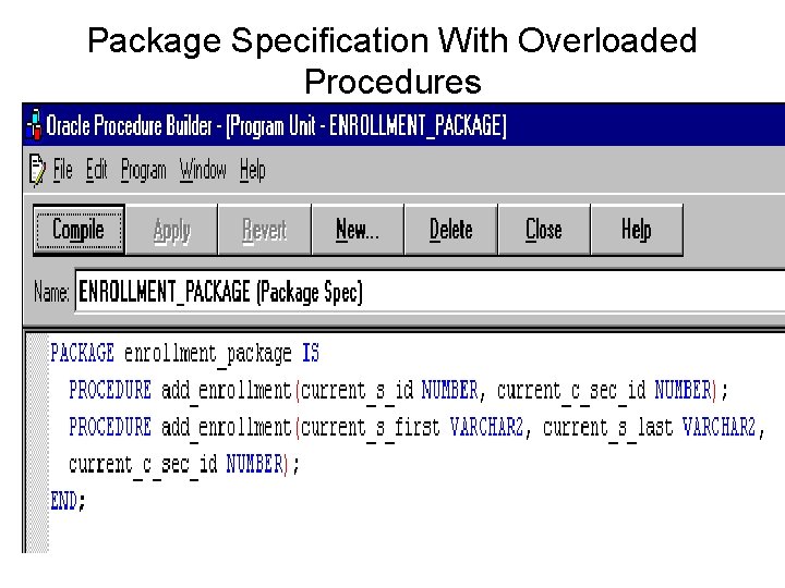 Package Specification With Overloaded Procedures 