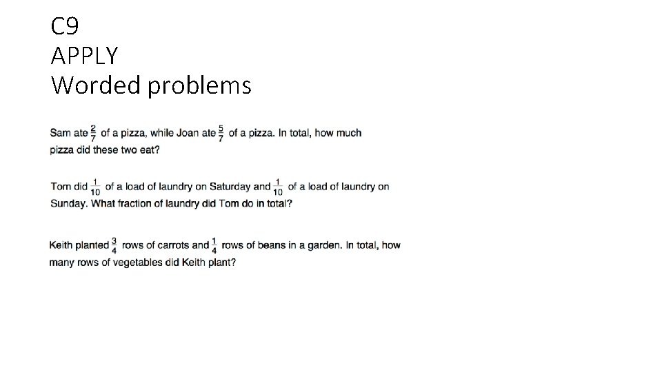 C 9 APPLY Worded problems 