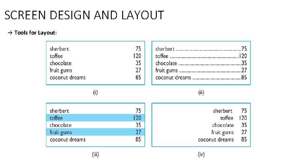 SCREEN DESIGN AND LAYOUT → Tools for Layout: 